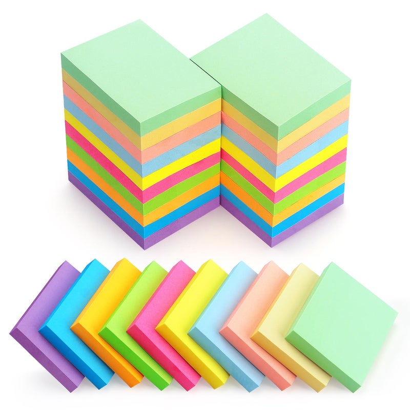 Eastern Wolf 30 Pads Sticky Notes 1.5x2 Self-Stick Notes 10 Bright Multi Colors Sticky Notes 60 Sheet/Pad - Image 1